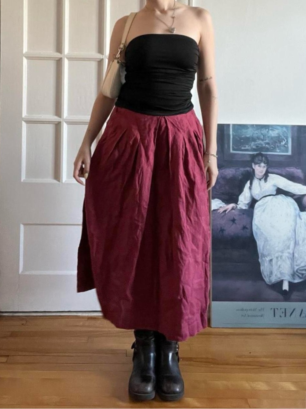 Size 4 Dark Pink Linen Maxi Skirt
